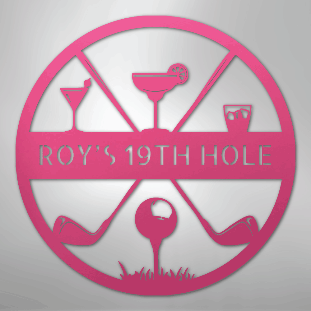 My Easy Monogram Steel Sign Pink / 24" 19th Hole Casual Monogram - Steel Sign