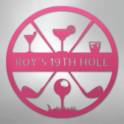 My Easy Monogram Steel Sign Pink / 24" 19th Hole Casual Monogram - Steel Sign