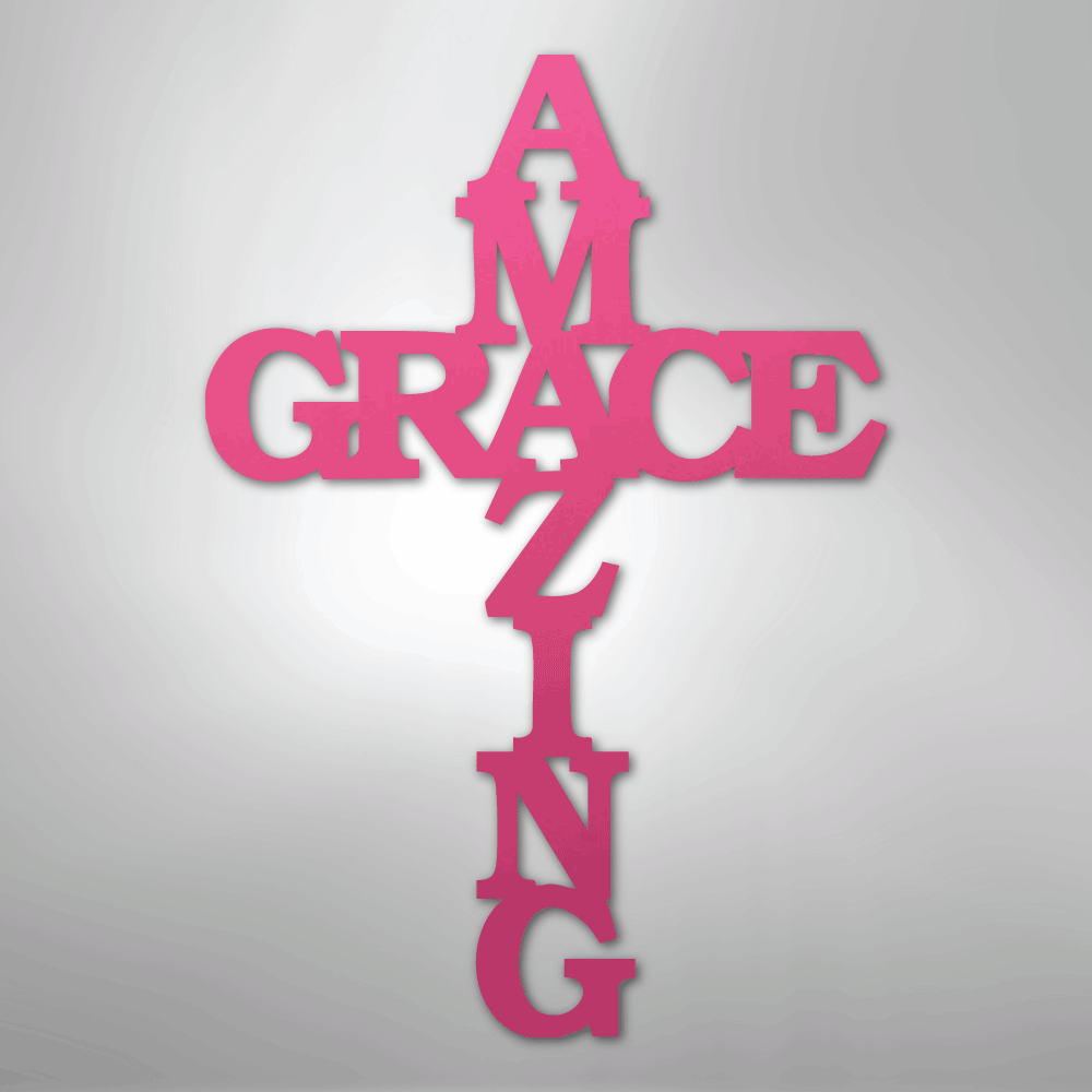 My Easy Monogram Steel Sign Pink / 24" Amazing Grace Cross - Steel Sign