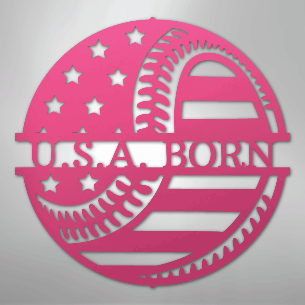 My Easy Monogram Steel Sign Pink / 24" America\'s Pastime - Metal Sign