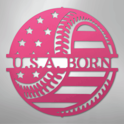 My Easy Monogram Steel Sign Pink / 24" America\'s Pastime - Metal Sign