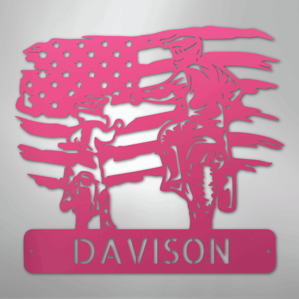 My Easy Monogram Steel Sign Pink / 24" American Motocross Family Monogram - Steel Sign