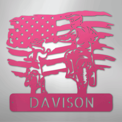 My Easy Monogram Steel Sign Pink / 24" American Motocross Family Monogram - Steel Sign
