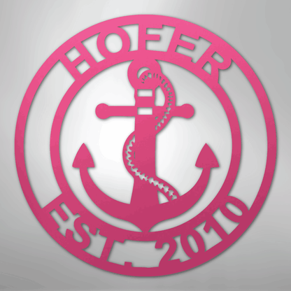 My Easy Monogram Steel Sign Pink / 24" Anchor Family Name - Steel Sign
