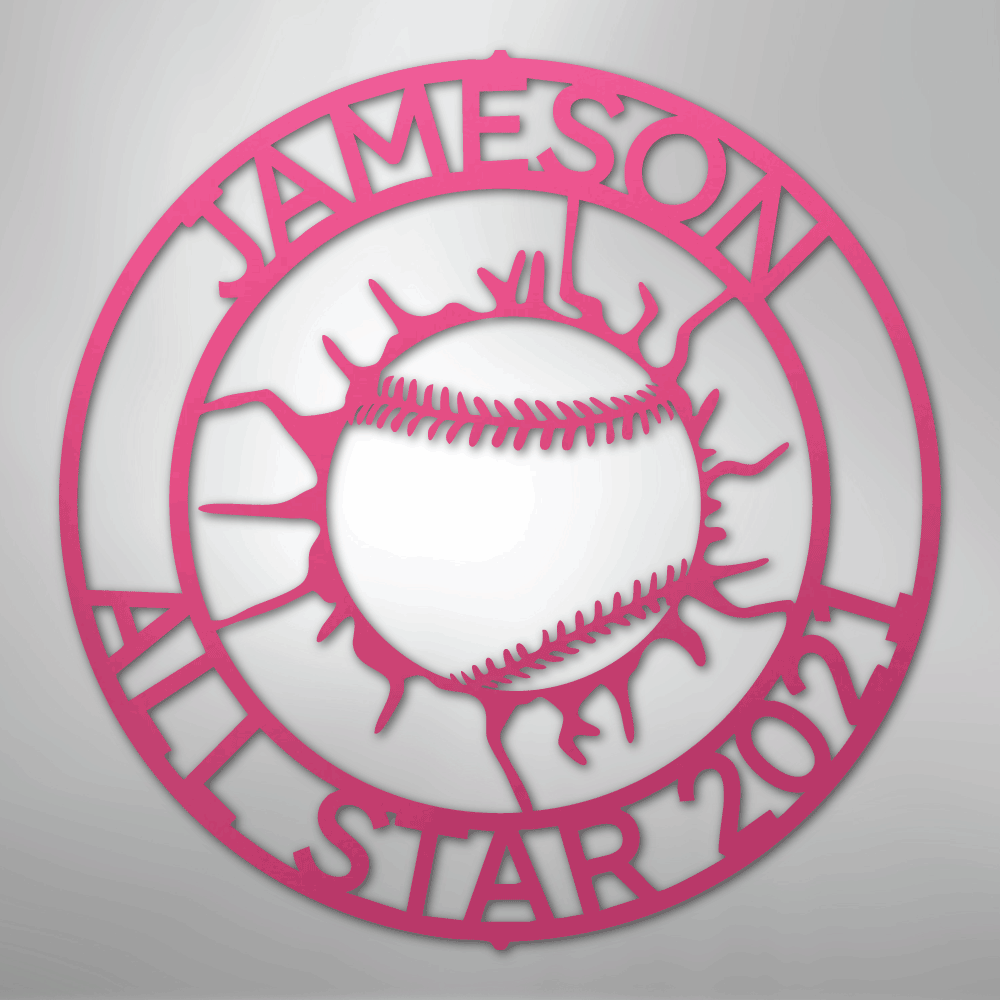 My Easy Monogram Steel Sign Pink / 24" Ball Wall Monogram