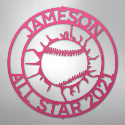 My Easy Monogram Steel Sign Pink / 24" Ball Wall Monogram