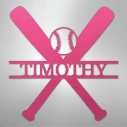 My Easy Monogram Steel Sign Pink / 24" Batter Up - Metal Sign