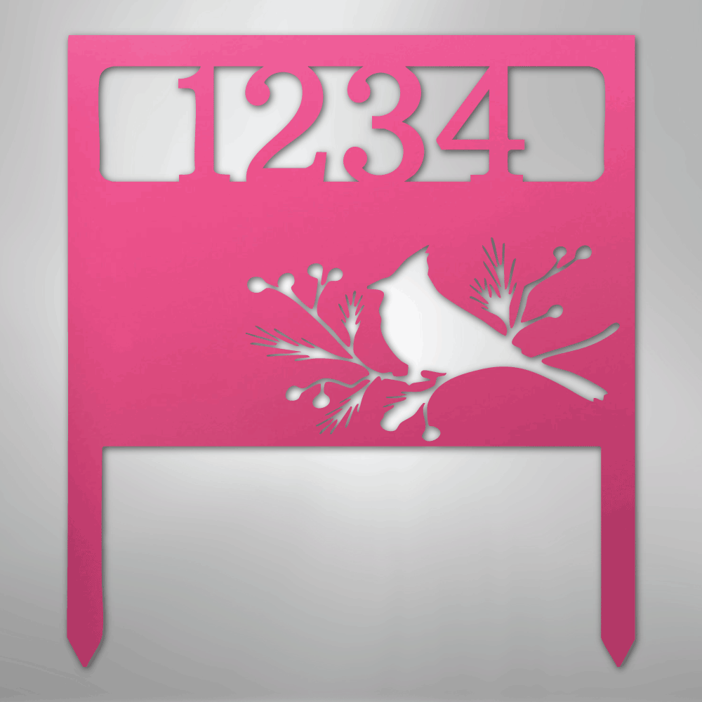 My Easy Monogram Steel Sign Pink / 24" Bird Yard Address Stake - Steel Sign