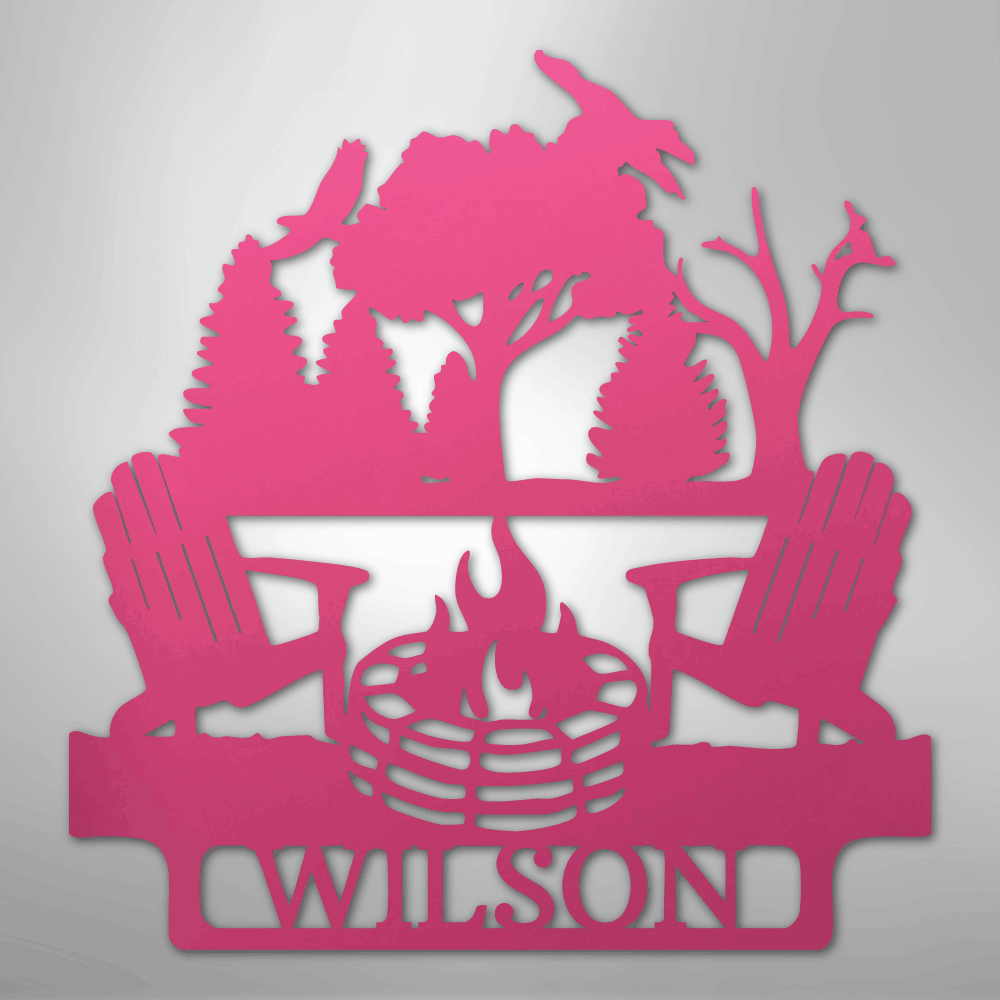 My Easy Monogram Steel Sign Pink / 24" Camping Firepit Vibe Monogram - Steel Sign