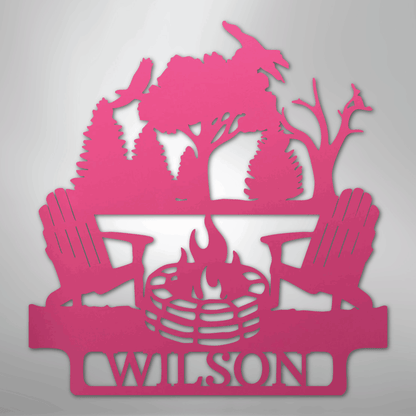My Easy Monogram Steel Sign Pink / 24" Camping Firepit Vibe Monogram - Steel Sign