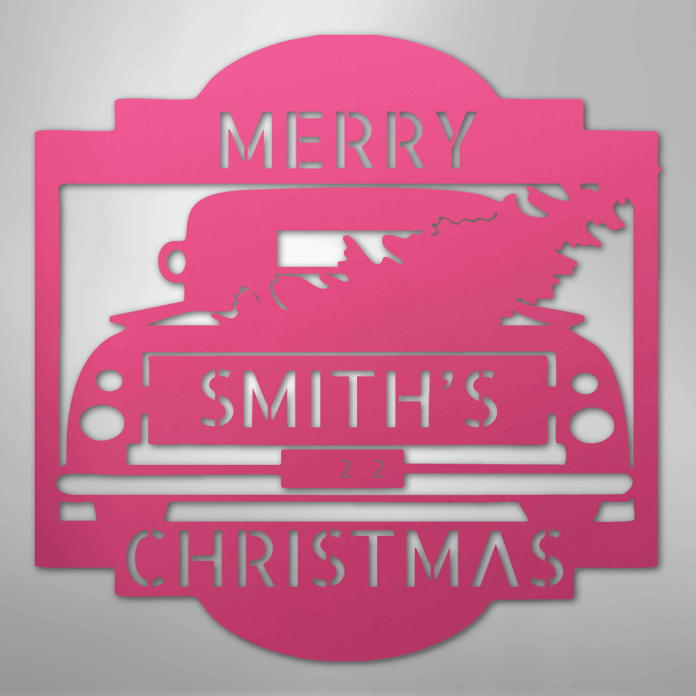 My Easy Monogram Steel Sign Pink / 24" Christmas Truck Monogram - Steel Sign