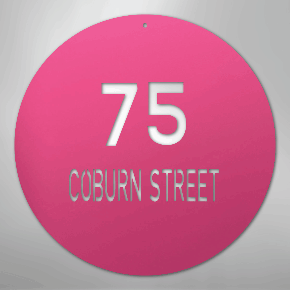 My Easy Monogram Steel Sign Pink / 24" Circle Address - Steel Sign