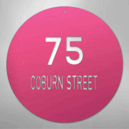 My Easy Monogram Steel Sign Pink / 24" Circle Address - Steel Sign