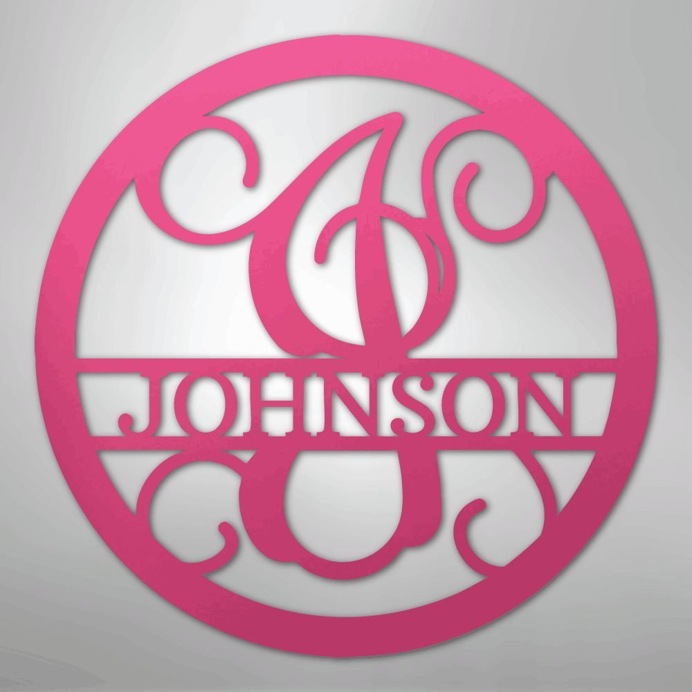 My Easy Monogram Steel Sign Pink / 24" Circle Vine Monogram - Steel Sign