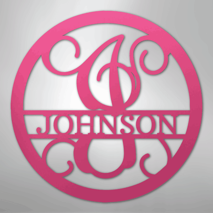 My Easy Monogram Steel Sign Pink / 24" Circle Vine Monogram - Steel Sign