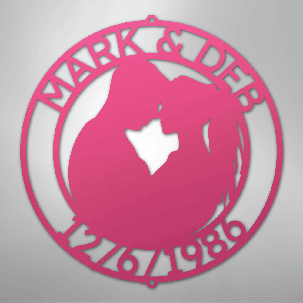 My Easy Monogram Steel Sign Pink / 24" Couple Silhouette Monogram 2 - Steel Sign