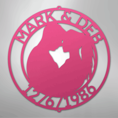 My Easy Monogram Steel Sign Pink / 24" Couple Silhouette Monogram 2 - Steel Sign