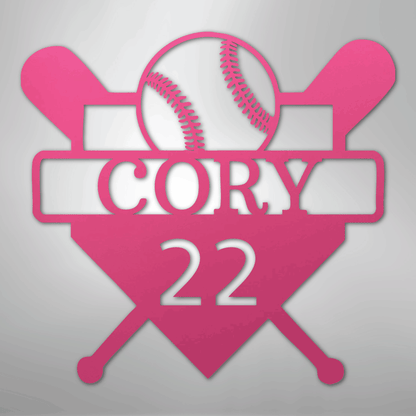 My Easy Monogram Steel Sign Pink / 24" Custom Baseball Monogram - Metal Sign