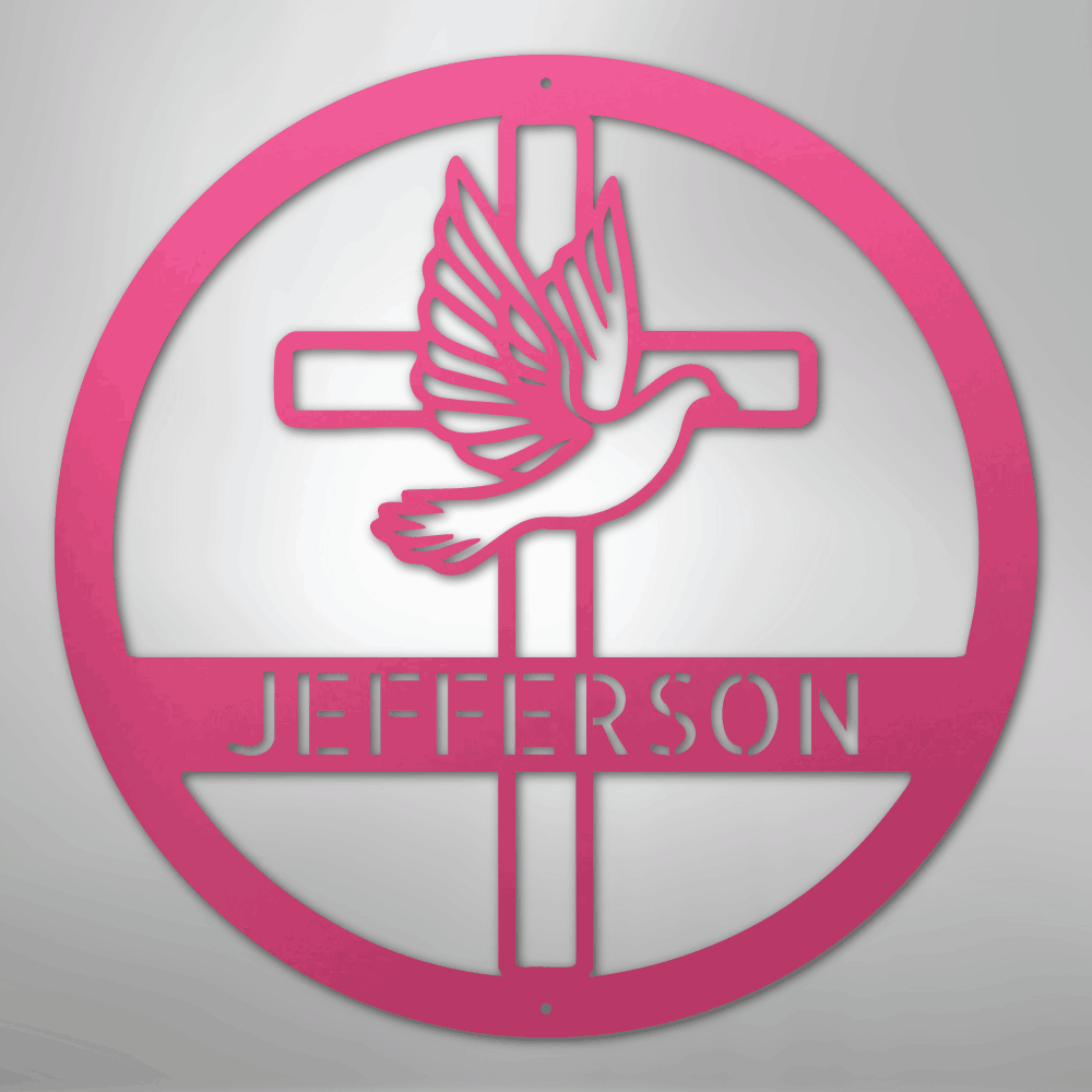 My Easy Monogram Steel Sign Pink / 24" Dove and Cross Monogram - Steel Sign