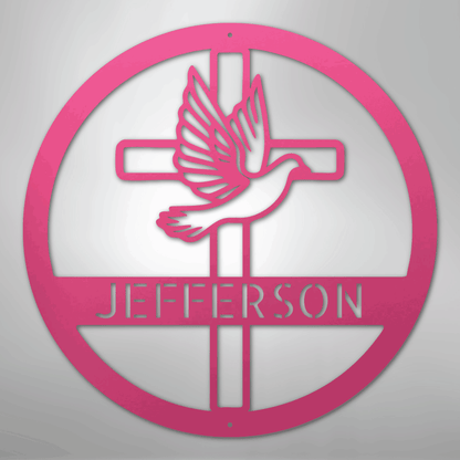 My Easy Monogram Steel Sign Pink / 24" Dove and Cross Monogram - Steel Sign
