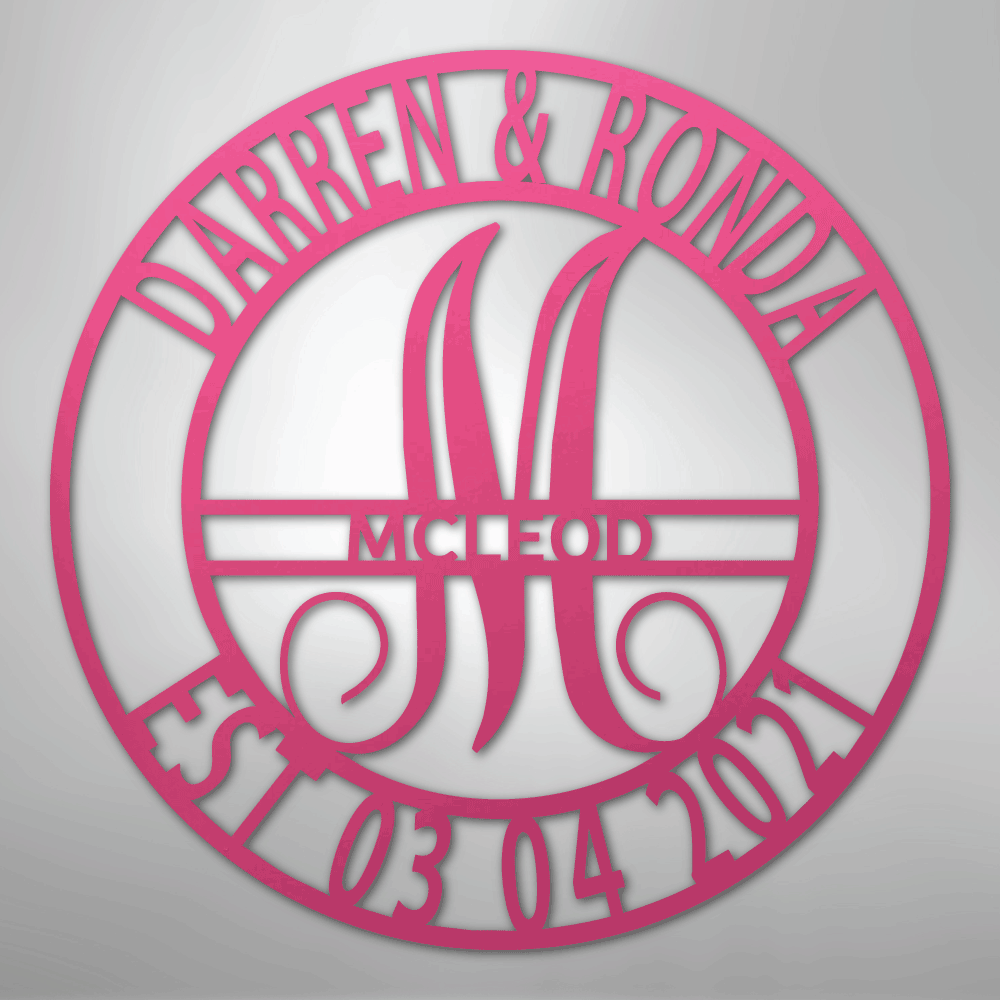 My Easy Monogram Steel Sign Pink / 24" Elaborate Name - Steel Sign