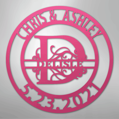 My Easy Monogram Steel Sign Pink / 24" Elaborate Split Letter Family Name - Steel Sign