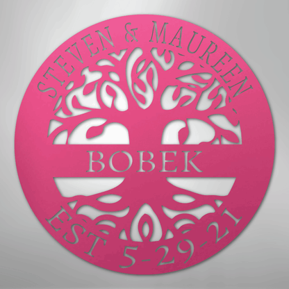 My Easy Monogram Steel Sign Pink / 24" Elaborate Tree Of Life - Steel Sign