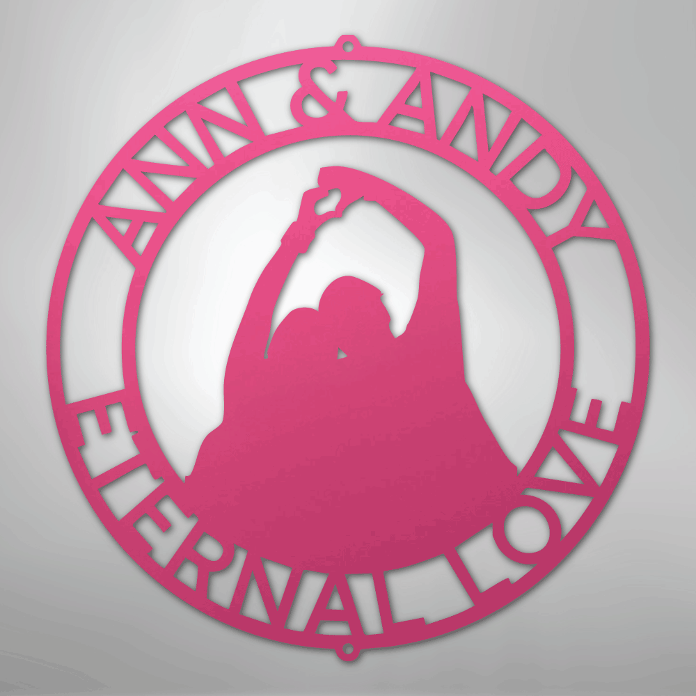 My Easy Monogram Steel Sign Pink / 24" Eternal Love Couple Silhouette Monogram - Steel Sign