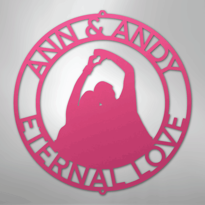 My Easy Monogram Steel Sign Pink / 24" Eternal Love Couple Silhouette Monogram - Steel Sign