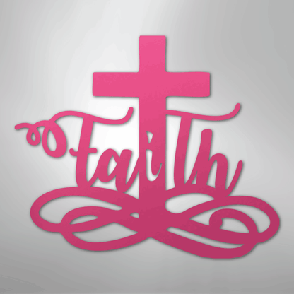 My Easy Monogram Steel Sign Pink / 24" Faith Cross - Steel Sign