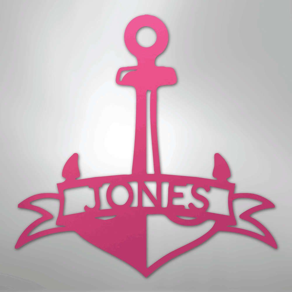 My Easy Monogram Steel Sign Pink / 24" Fancy Anchor Banner - Steel Sign