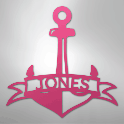 My Easy Monogram Steel Sign Pink / 24" Fancy Anchor Banner - Steel Sign