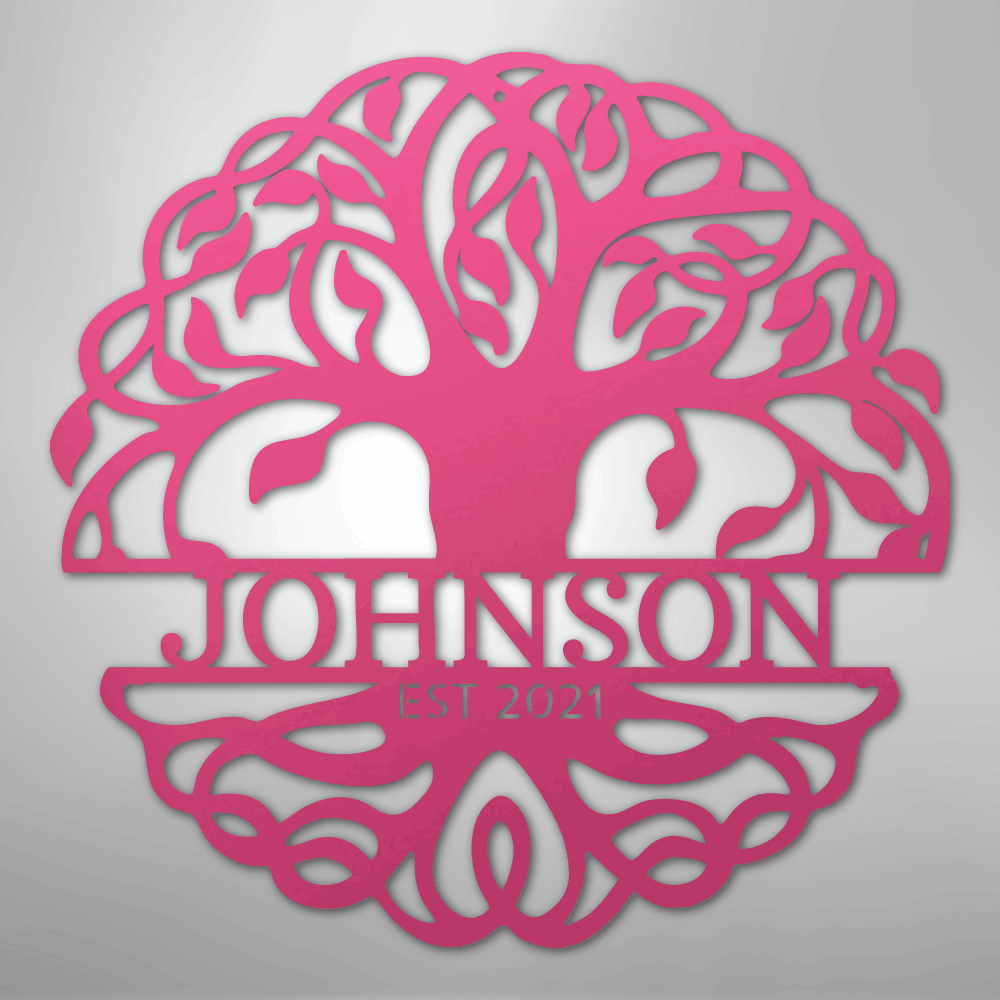 My Easy Monogram Steel Sign Pink / 24" Fancy Tree of Life Monogram - Steel Sign