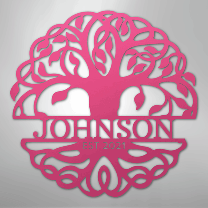 My Easy Monogram Steel Sign Pink / 24" Fancy Tree of Life Monogram - Steel Sign
