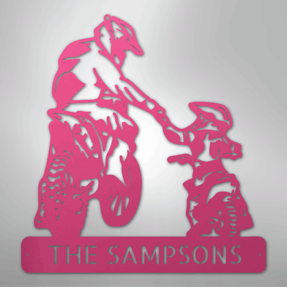 My Easy Monogram Steel Sign Pink / 24" Father and Son Motorcross Monogram - Steel Sign