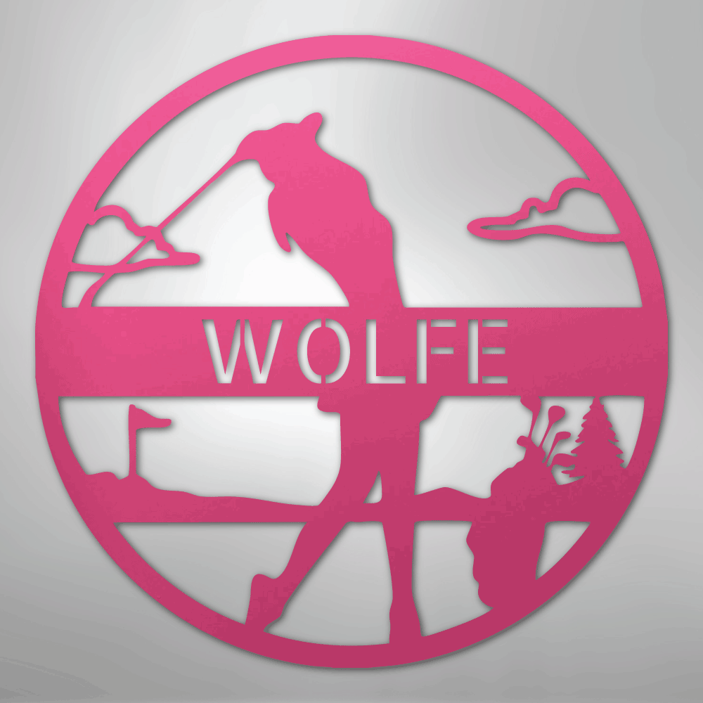 My Easy Monogram Steel Sign Pink / 24" Female Golfer Monogram - Steel Sign
