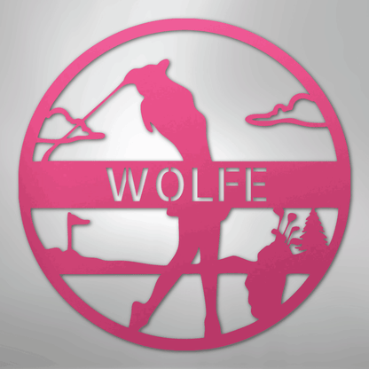 My Easy Monogram Steel Sign Pink / 24" Female Golfer Monogram - Steel Sign