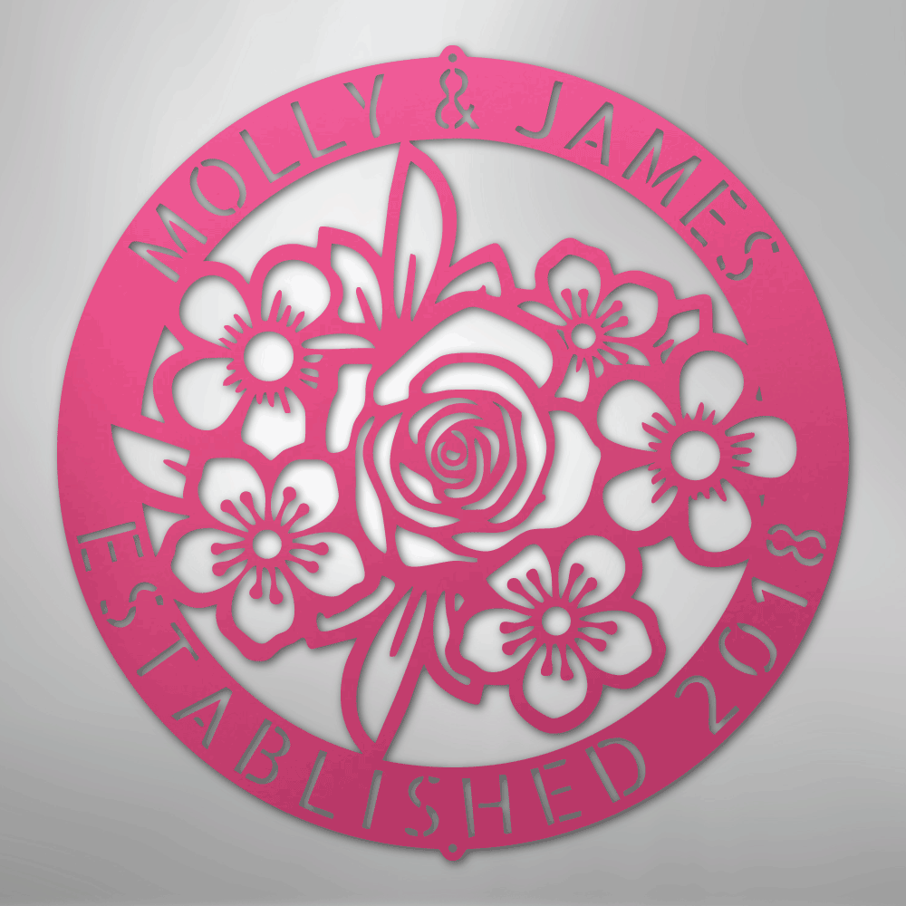 My Easy Monogram Steel Sign Pink / 24" Floral Ring Monogram - Steel Sign