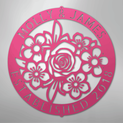 My Easy Monogram Steel Sign Pink / 24" Floral Ring Monogram - Steel Sign