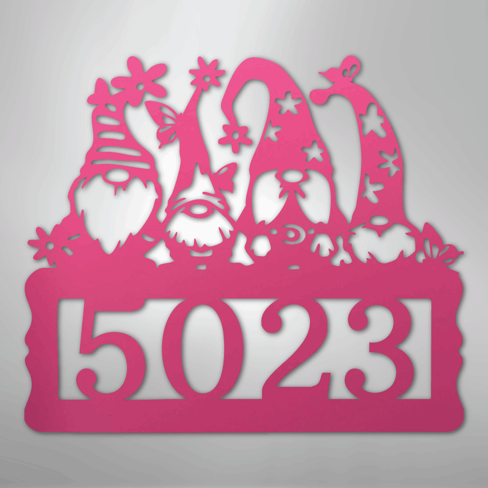 My Easy Monogram Steel Sign Pink / 24" Gnome Address Sign - Steel Sign