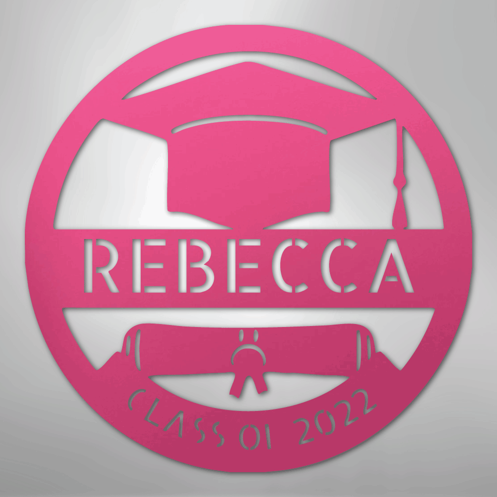 My Easy Monogram Steel Sign Pink / 24" Grad Cap Monogram - Steel Sign