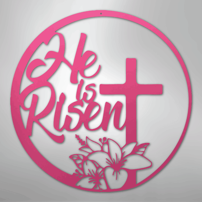 My Easy Monogram Steel Sign Pink / 24" He is Risen - Steel Sign