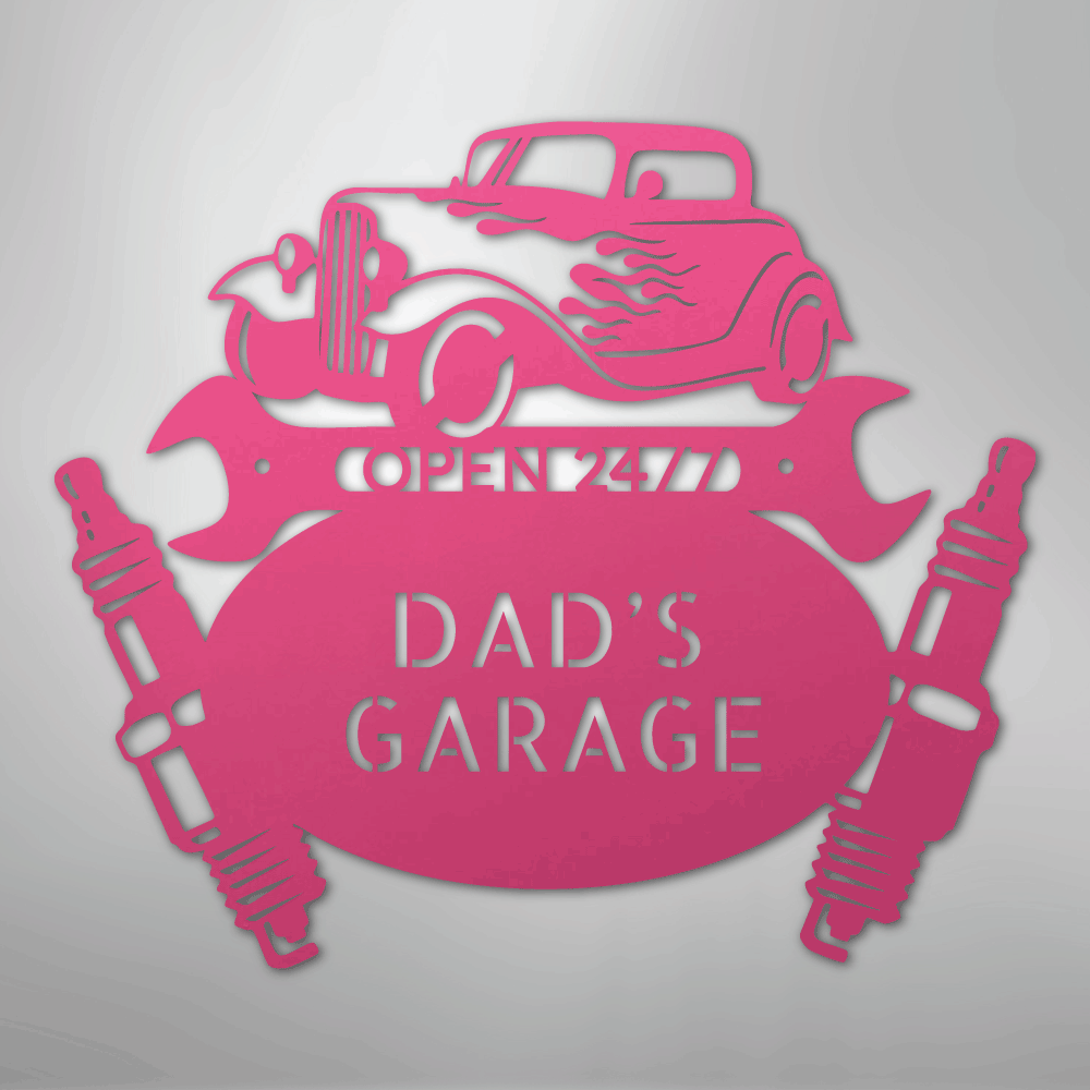 My Easy Monogram Steel Sign Pink / 24" Hot Rod Mechanic Monogram - Steel Sign