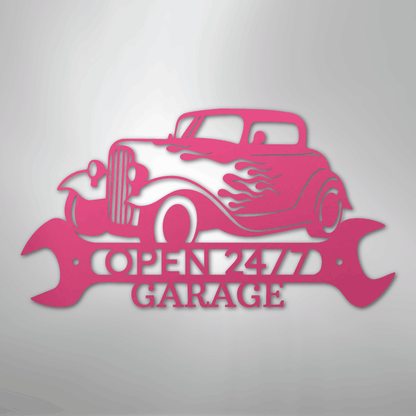 My Easy Monogram Steel Sign Pink / 24" Hot Rod Shop Monogram - Steel Sign