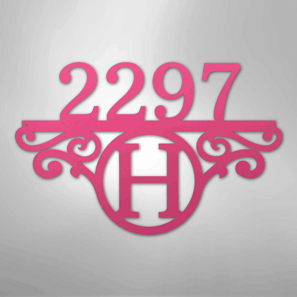 My Easy Monogram Steel Sign Pink / 24" Initial Address Monogram - Steel Sign