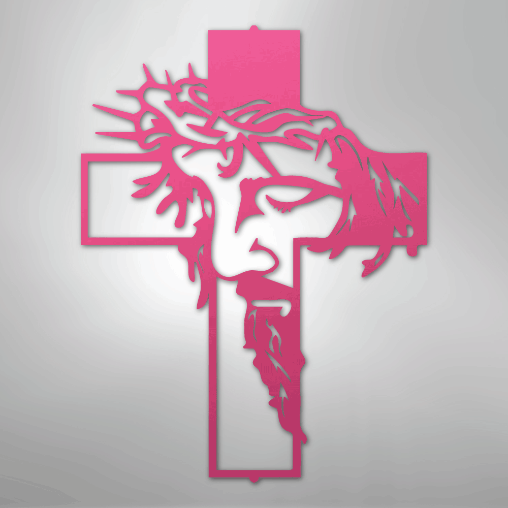 My Easy Monogram Steel Sign Pink / 24" Metal Christ Cross - Steel Sign