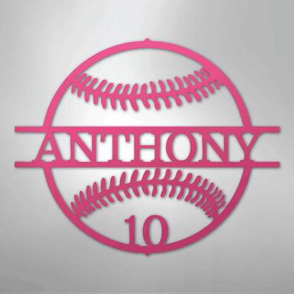 My Easy Monogram Steel Sign Pink / 24" Name and Number Baseball - Metal Sign