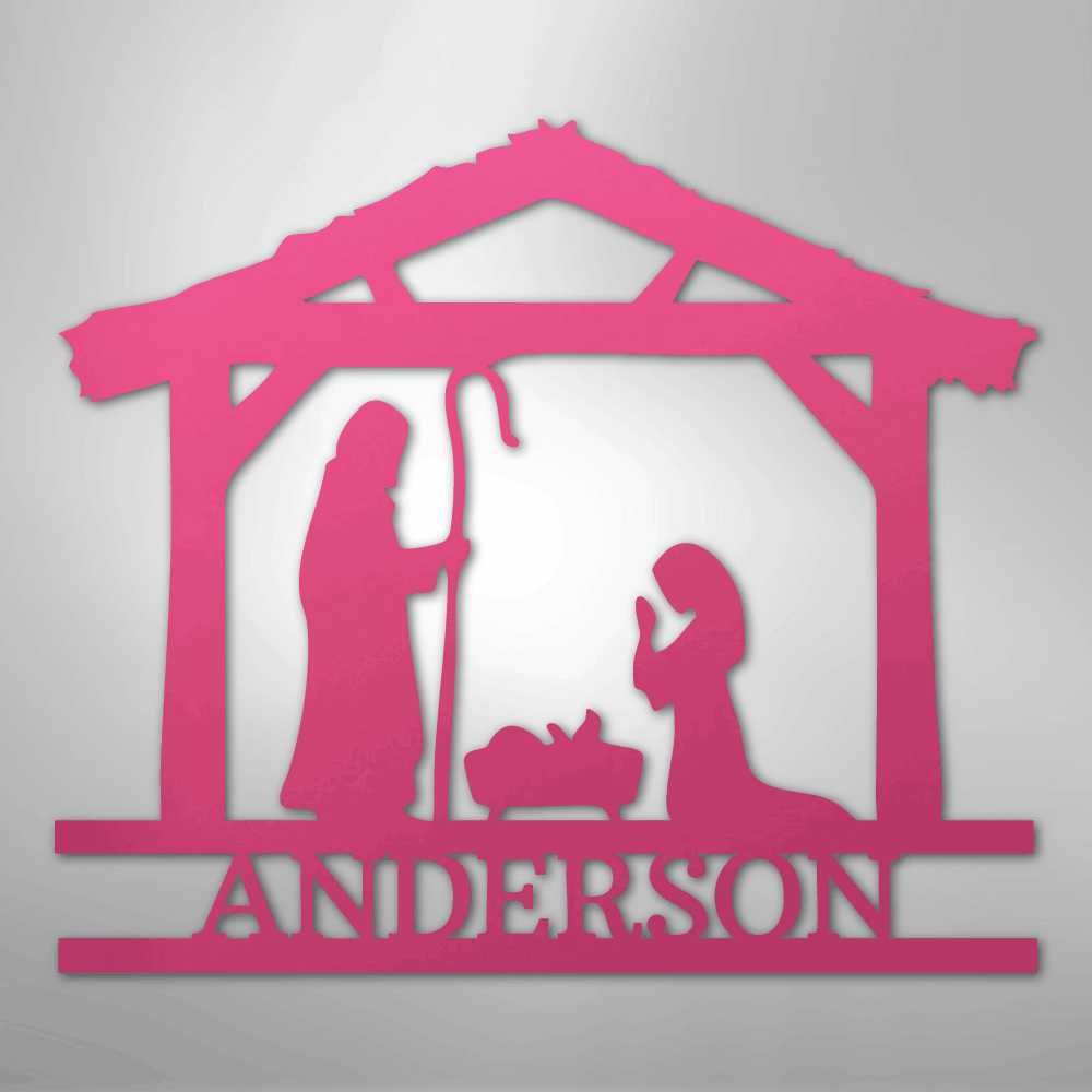 My Easy Monogram Steel Sign Pink / 24" Nativity Simple Monogram - Steel Sign