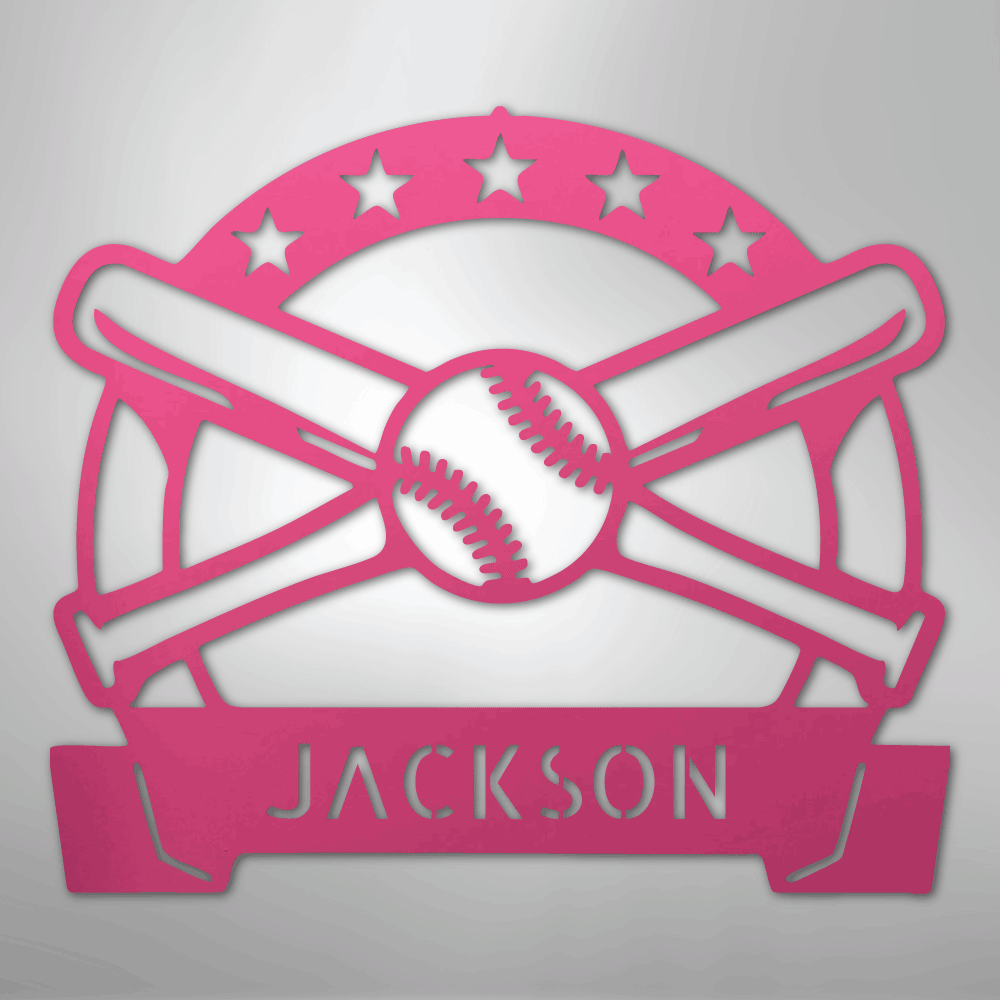 My Easy Monogram Steel Sign Pink / 24" Play Ball Monogram - Metal Sign