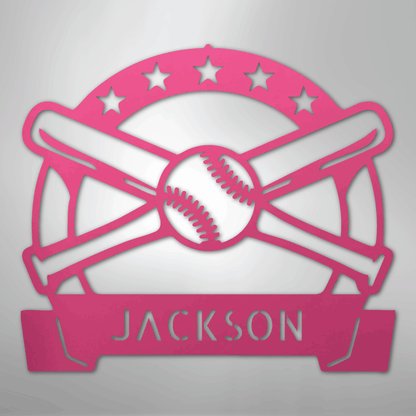 My Easy Monogram Steel Sign Pink / 24" Play Ball Monogram - Metal Sign